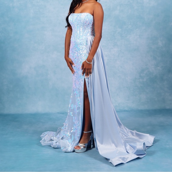 Ava Presley Strapless Sequin Long Prom Dress Size 0 - Picture 2 of 3